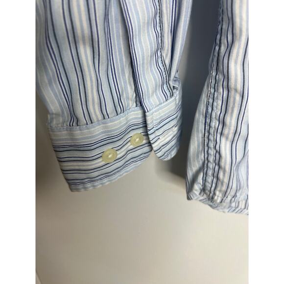 Gap Relaxed Fit Button Down Shirt Mens Medium Blue Striped Long Sleeve - Picture 4 of 8